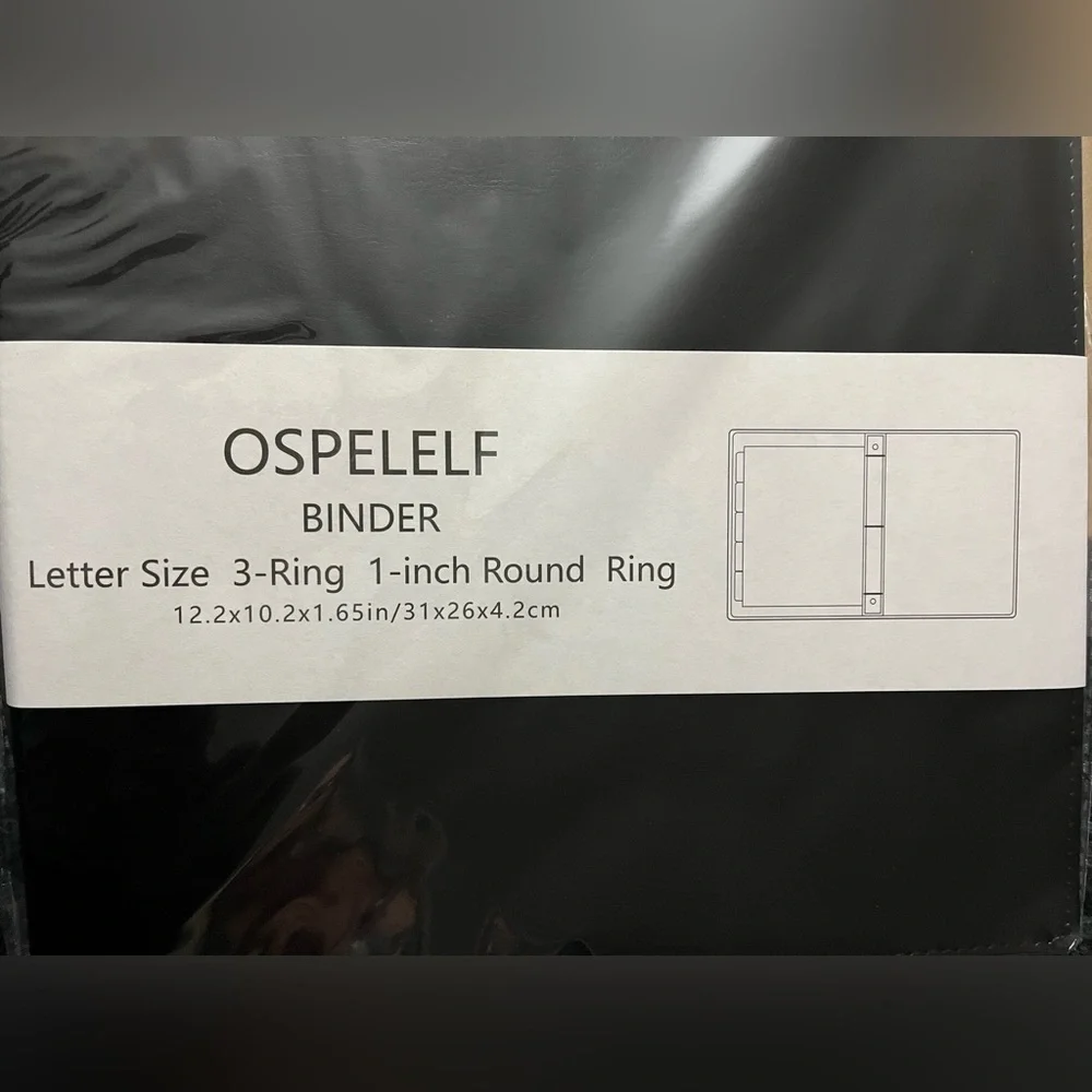 Ospelelf Vintage Hardcover 3 Ring 1 inch Faux Leather Binder, NIB
